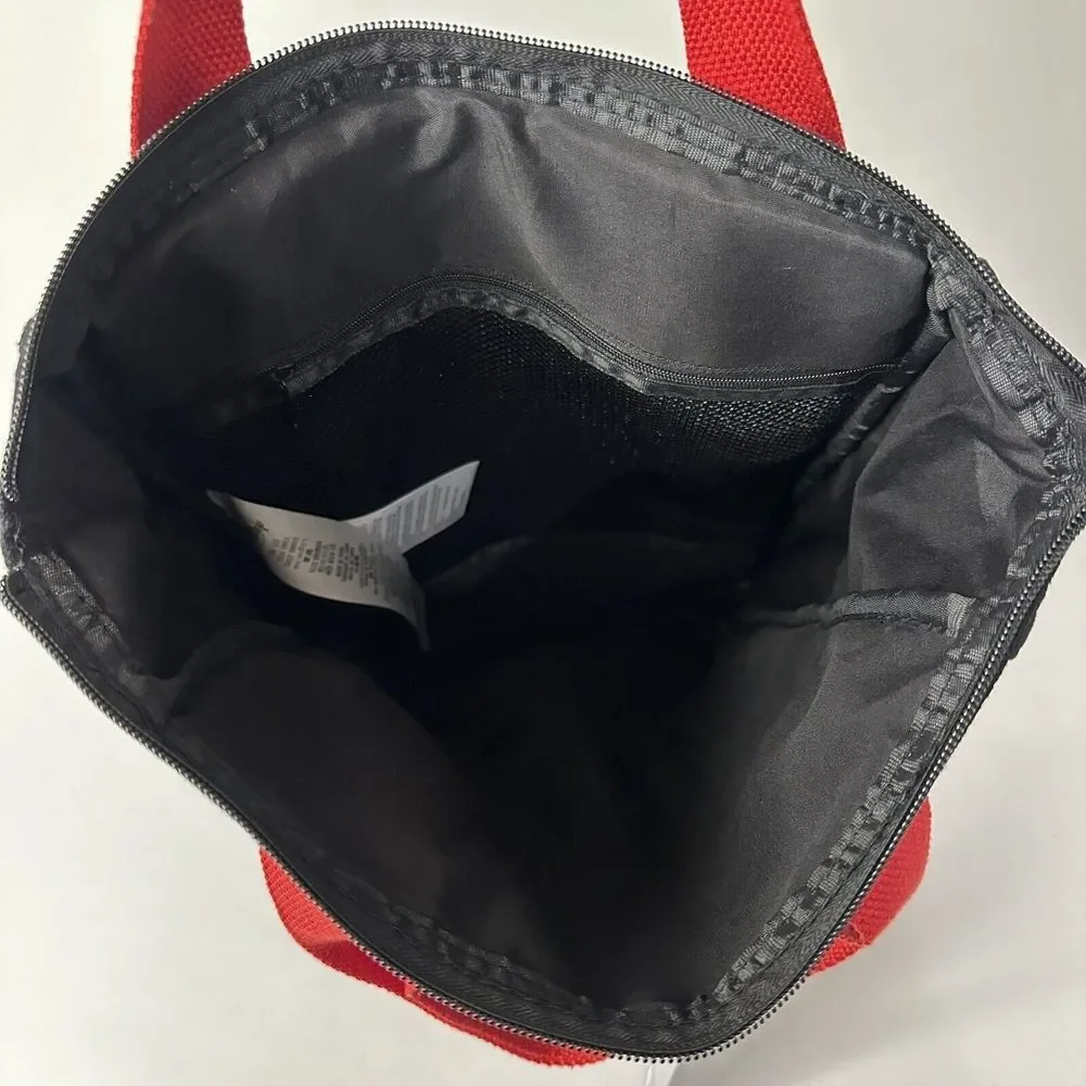 NWT Backpack Mickey Mouse￼￼Disney Parks New Black Canvas‎ Red Straps Very Cute
